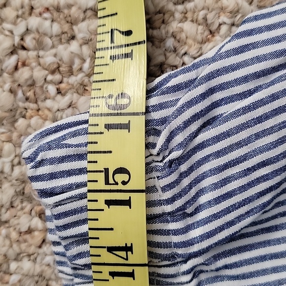 H&M Linen Blend Striped Blue Women's Pants - Picture 8 of 9